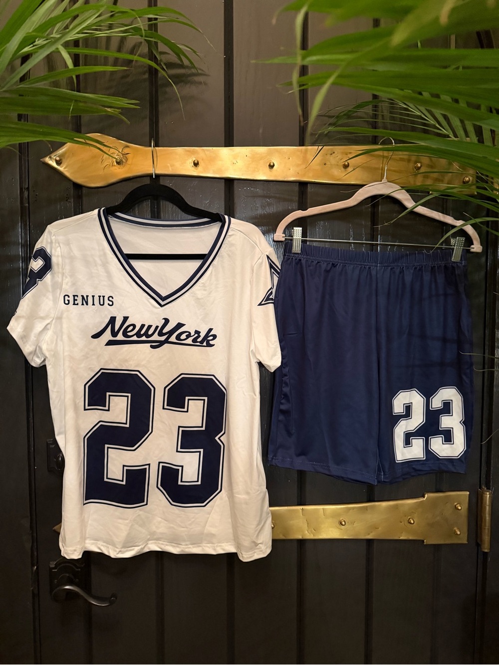 Jordan LeBron #23 Genius New York Women's Navy White 2 piece Set Top Shorts 0XL